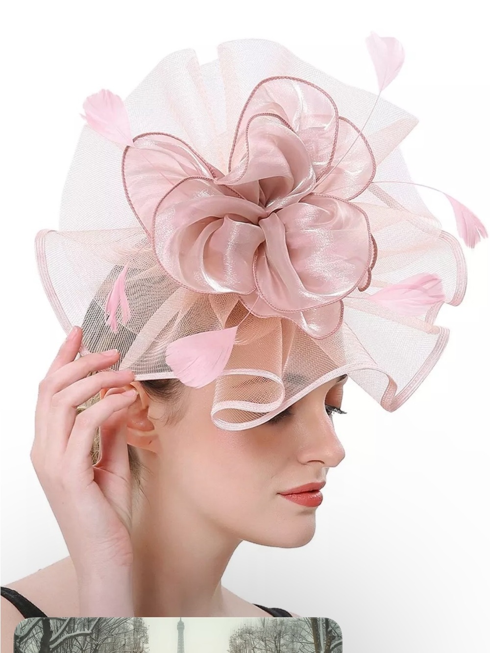 Chic Pale Pink Floral Fascinator Hat for Women